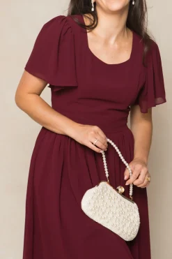 Abbie Dress in Wine Chiffon