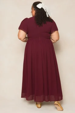 Abbie Dress in Wine Chiffon