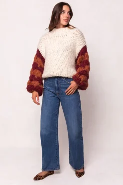 Aimee Sweater in Orange & Cream