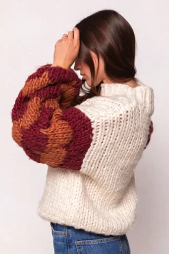 Aimee Sweater in Orange & Cream