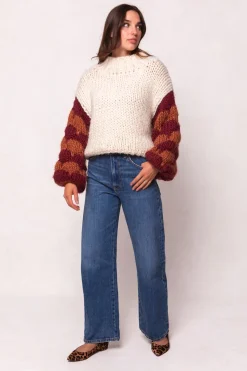 Aimee Sweater in Orange & Cream