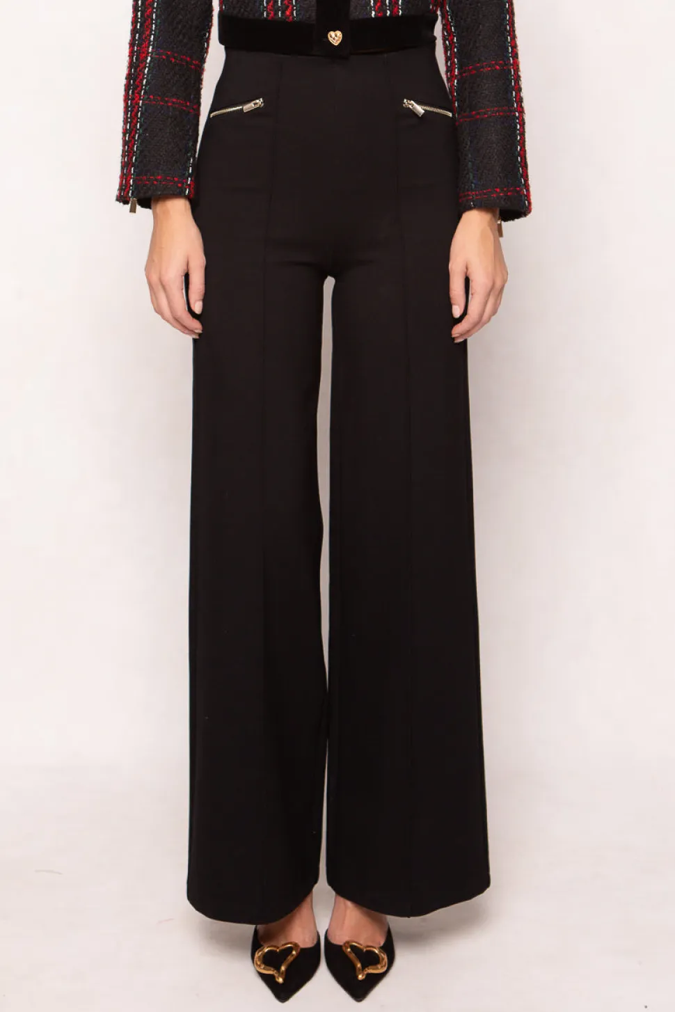 Alyssa Pop Ponte Pants in Black