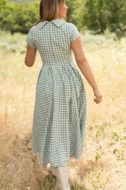 Amber Dress in Sage Gingham