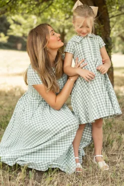 Amber Dress in Sage Gingham