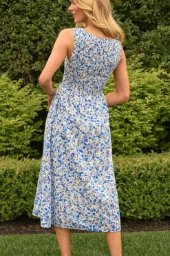 Ana Dress in Ditsy Cobalt Floral