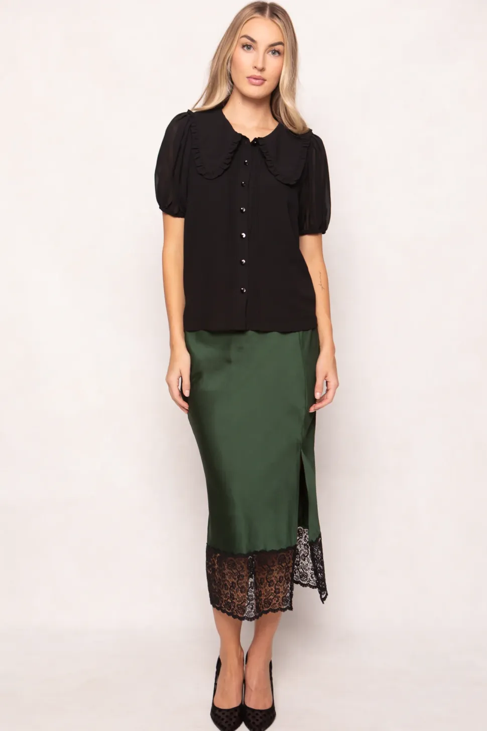 Andrea Blouse in Black Chiffon