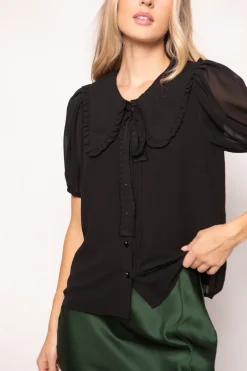 Andrea Blouse in Black Chiffon