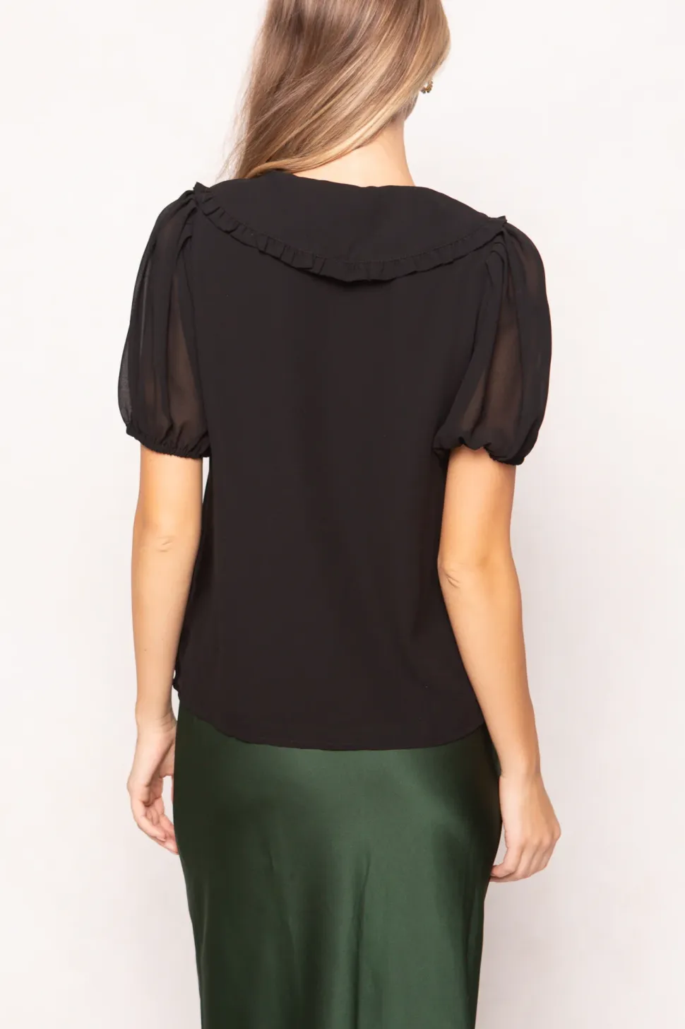 Andrea Blouse in Black Chiffon