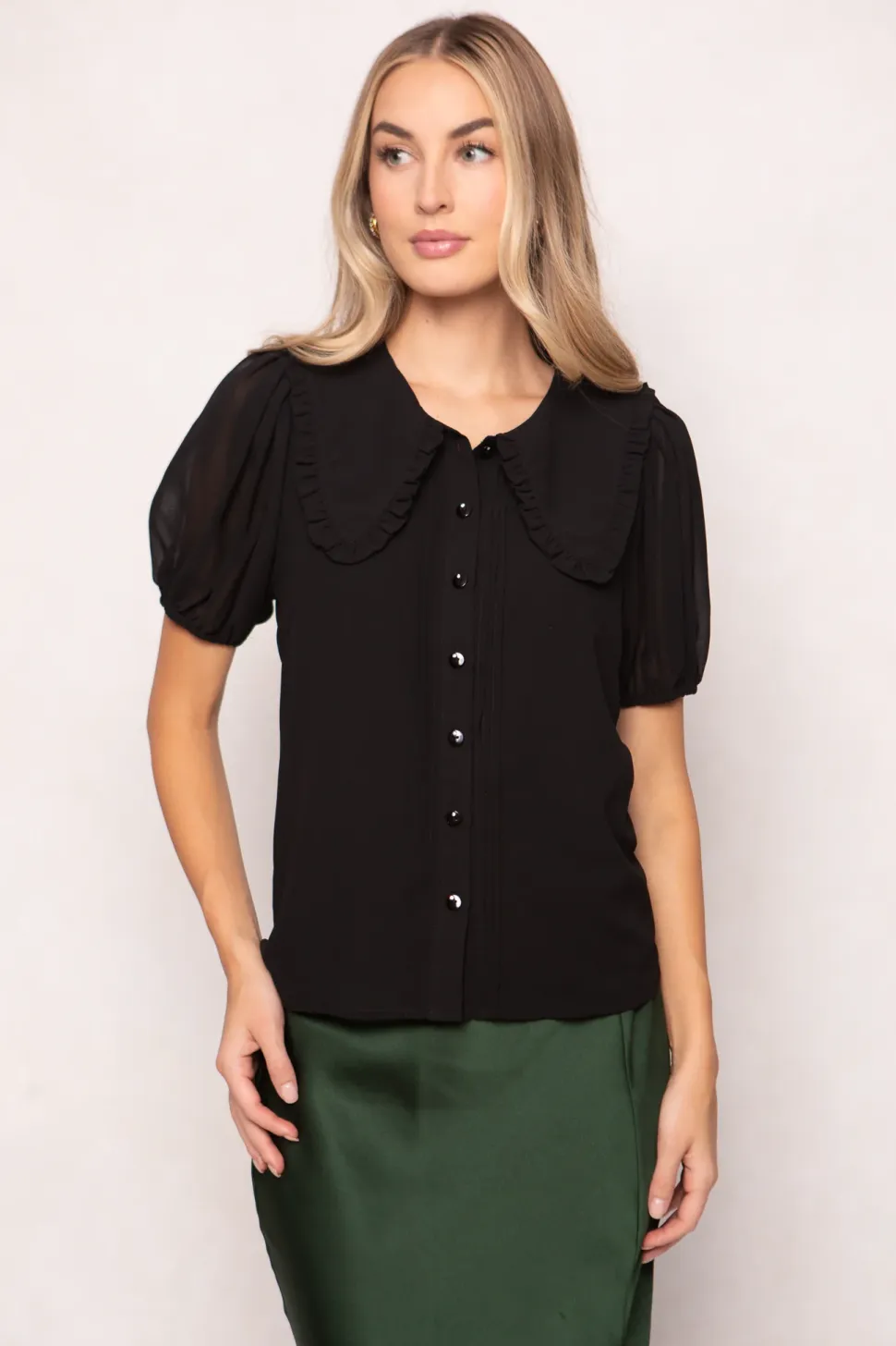 Andrea Blouse in Black Chiffon