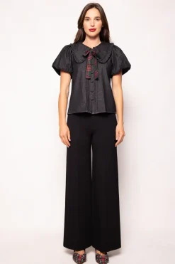 Andrea Blouse in Black Denim
