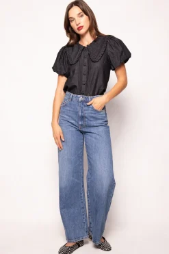 Andrea Blouse in Black Denim
