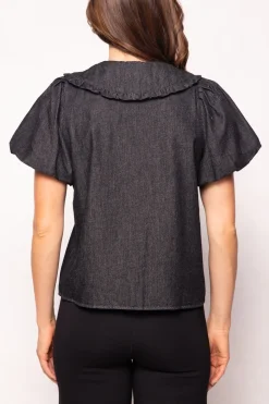 Andrea Blouse in Black Denim