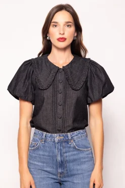 Andrea Blouse in Black Denim