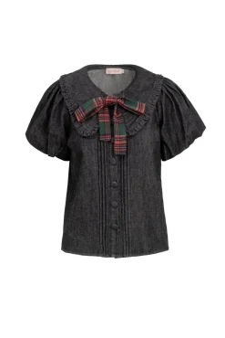 Andrea Blouse in Black Denim