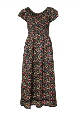 Annalise Dress in Obsidian Vintage Poppies