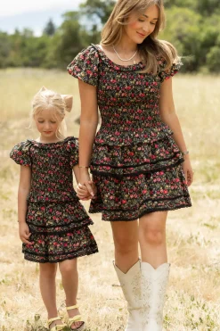 Annalise Skirt in Obsidian Vintage Poppies