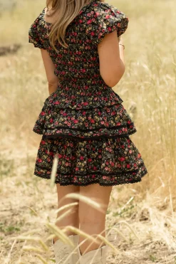 Annalise Skirt in Obsidian Vintage Poppies