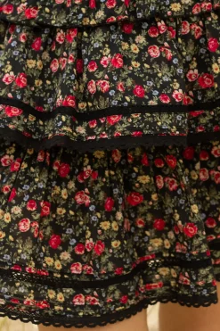Annalise Skirt in Obsidian Vintage Poppies
