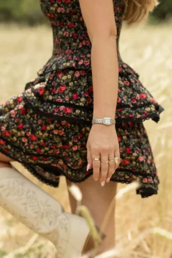 Annalise Skirt in Obsidian Vintage Poppies