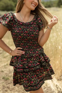 Annalise Top in Obsidian Vintage Poppies