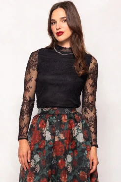 Ashlyn Top in Black Lace