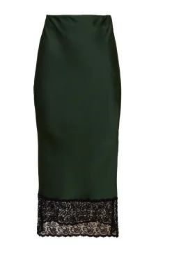 Aubrey Skirt in Green Satin