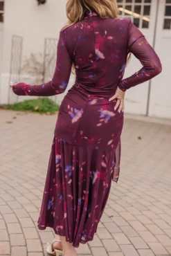 Aubriella Dress in Burgundy Floral