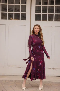 Aubriella Dress in Burgundy Floral