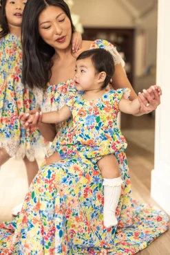 Baby Ada Romper in Vibrant Yarrow Print