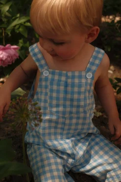 Baby Alex Overalls in Blue Gingham