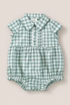 Baby Amber Romper in Sage Gingham