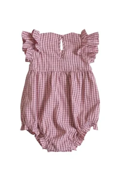 Baby Ana Romper in Pink & Brown Gingham