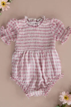 Baby Cordelia Romper in Desert Rose Gingham