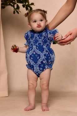 Baby Cordelia Romper in Trellis Foulard