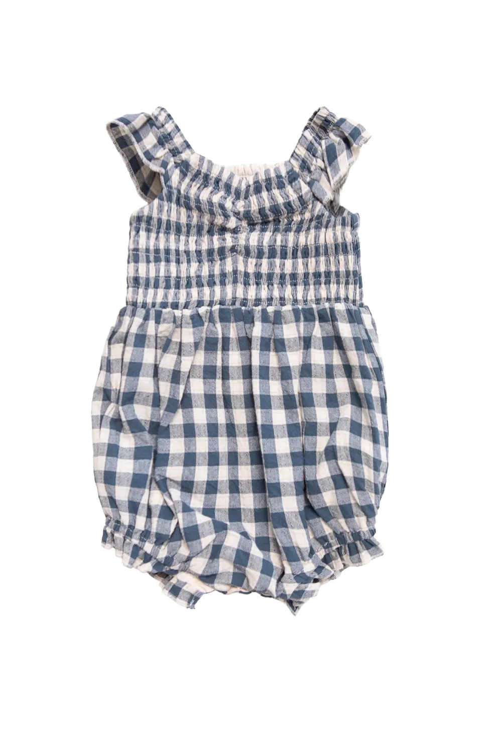 Baby Hailey Romper in Indigo Gingham