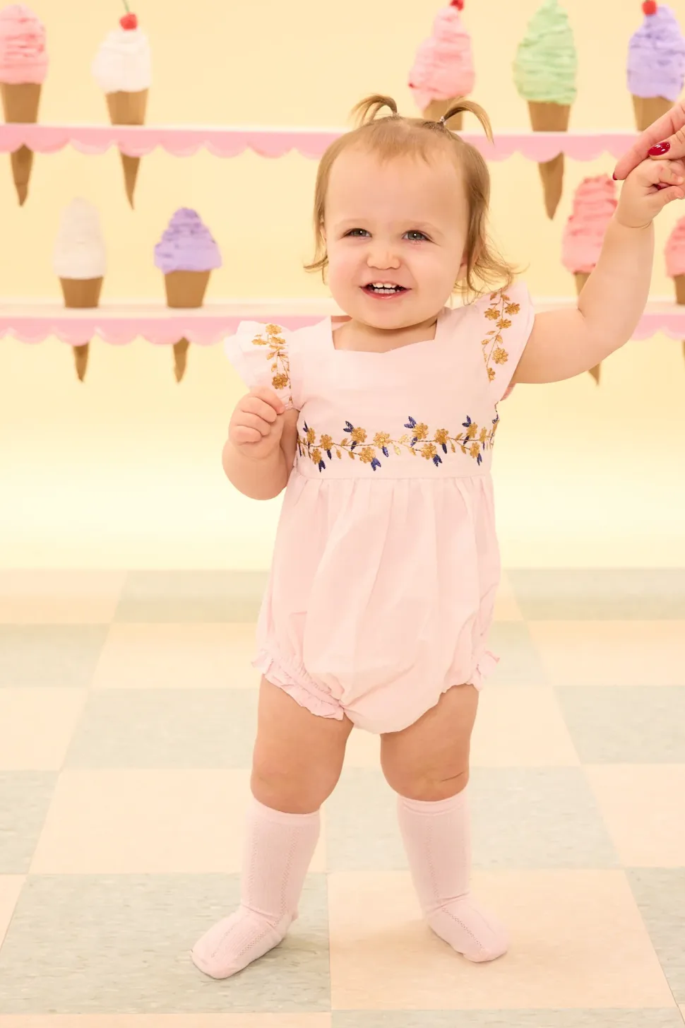 Baby Hattie Romper in Embroidered Spring Floral