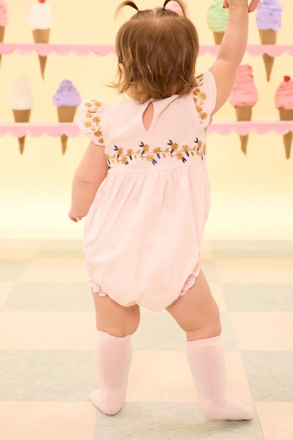 Baby Hattie Romper in Embroidered Spring Floral