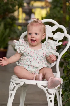 Baby Hattie Romper in Pansy Trellis