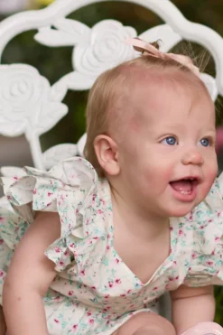 Baby Hattie Romper in Pansy Trellis