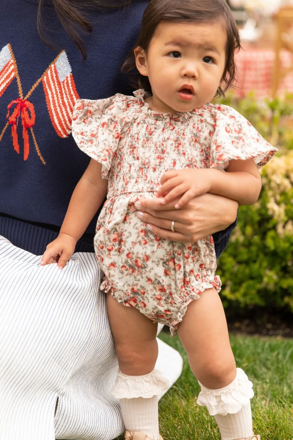 Baby Jovie Romper in Ivory Heritage Rose