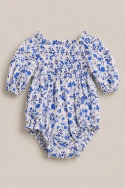 Baby Madeline Romper in Ditsy Cobalt Floral