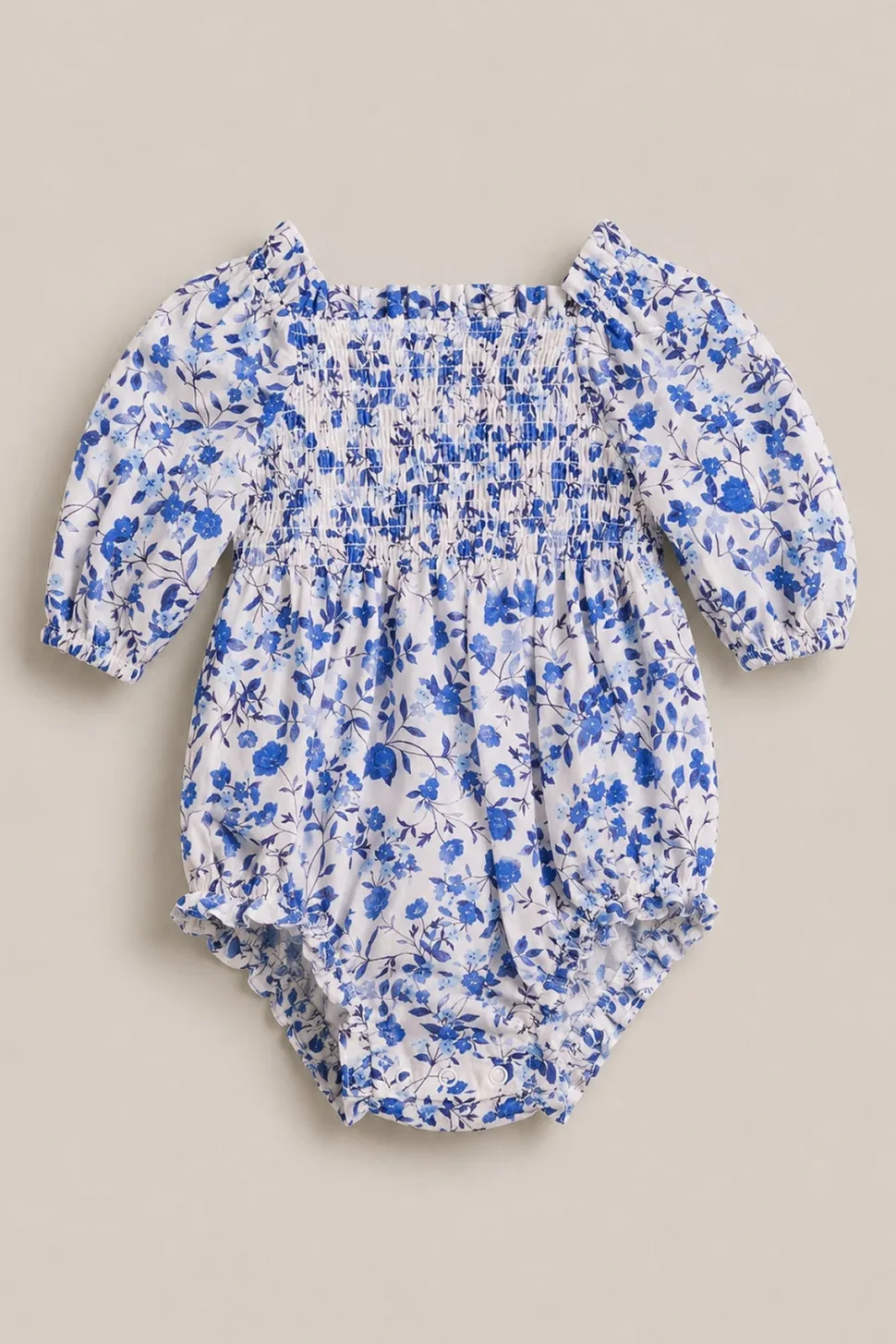 Baby Madeline Romper in Ditsy Cobalt Floral