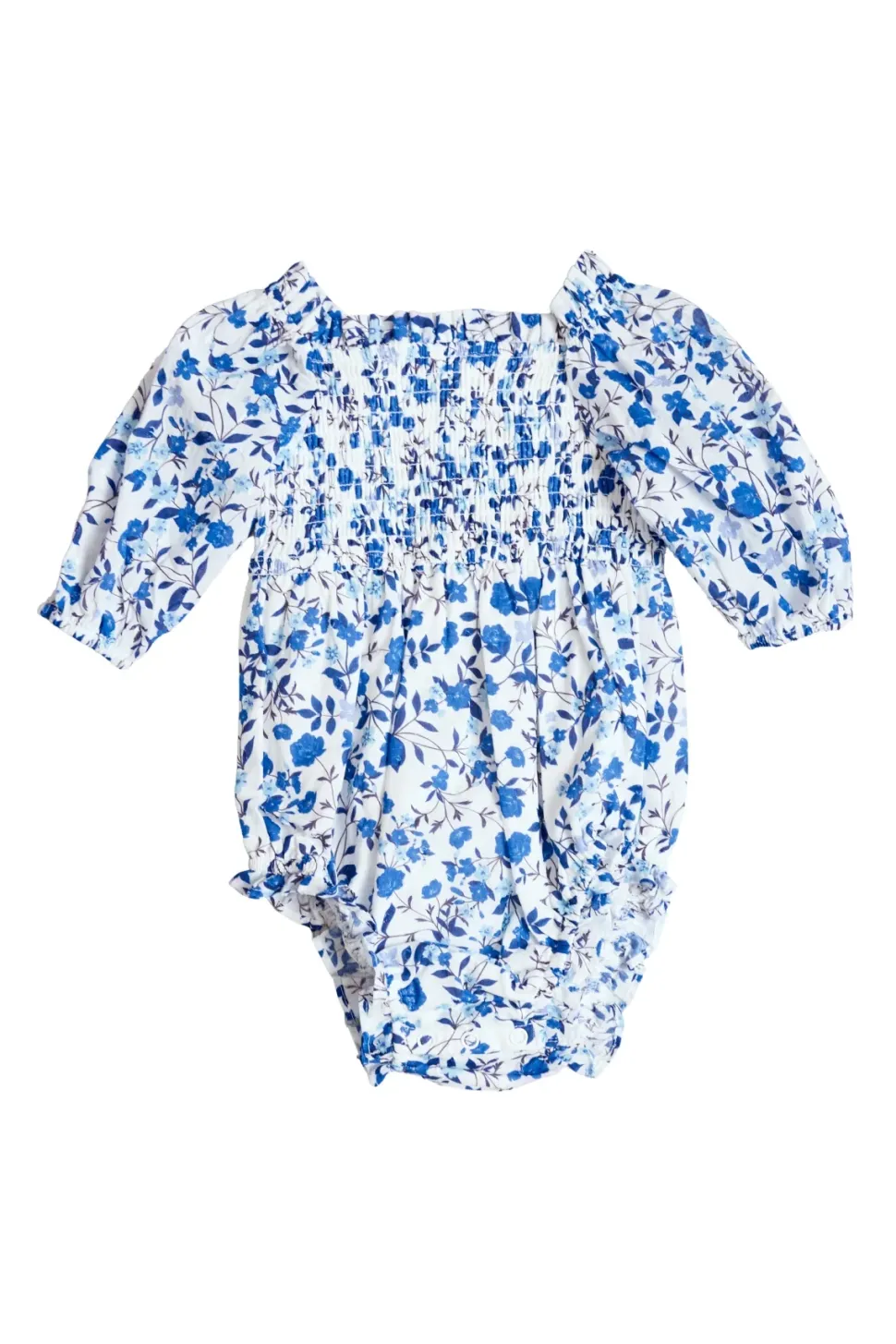Baby Madeline Romper in Ditsy Cobalt Floral