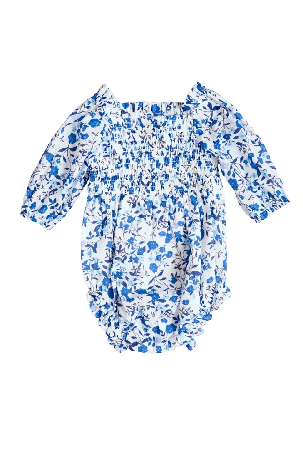 Baby Madeline Romper in Ditsy Cobalt Floral