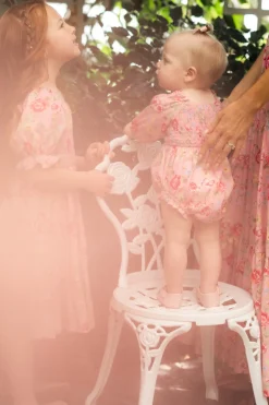 Baby Madeline Romper in Pink Vintage Poppies