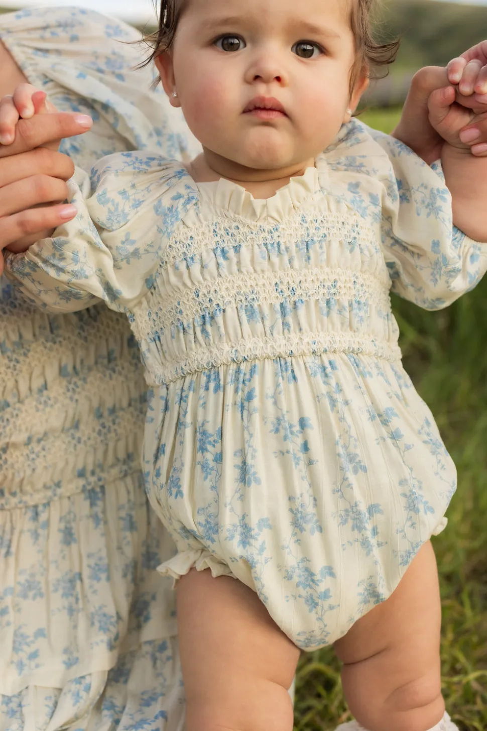 Baby Roselyn Romper in Ivory Porcelain Fleur