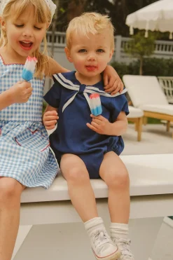 Baby Sailor Romper in Navy