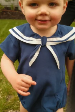 Baby Sailor Romper in Navy