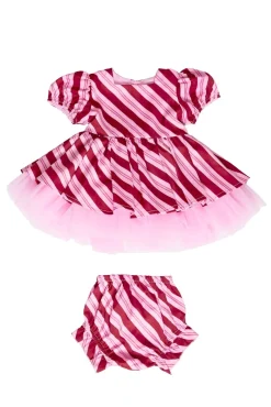 Baby Scottie Dress Set in Candy Cane Stripes