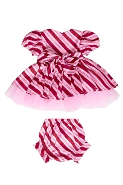 Baby Scottie Dress Set in Candy Cane Stripes